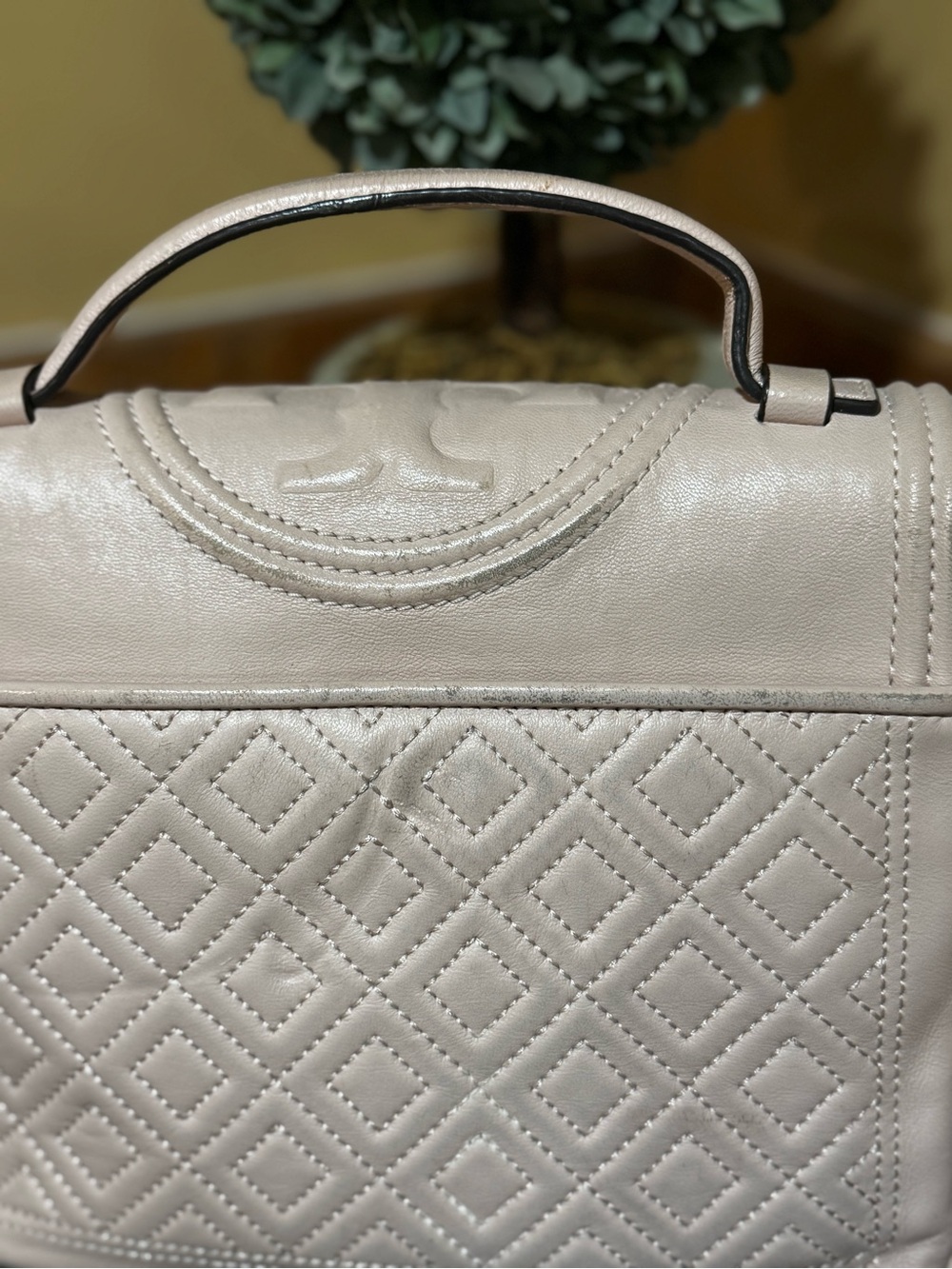 Tory Burch Fleming Blush Quilted Top-Handle Satchel with Tassel - Picture 3 of 13